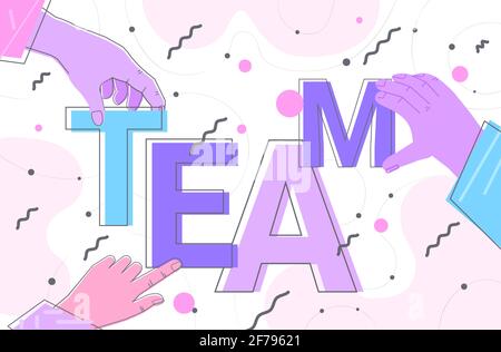 businesspeople holding team word teamwork concept Stock Vector