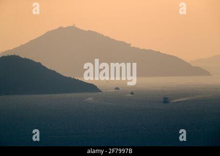 Westerly view from MT Davis, Hong Kong, late afternoon 24th Feb 2021 Stock Photo