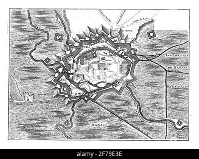 Map of Conde, vintage engraving. Stock Photo