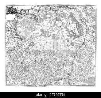 Map of Brabant and Limburg, vintage engraving. Stock Photo