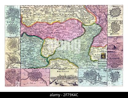 Map of Brabant, vintage engraving. Stock Photo