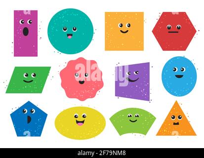 Cartoon geometric shapes characters Stock Vector