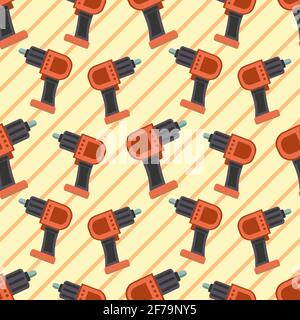 hand drill seamless pattern vector illustration Stock Vector