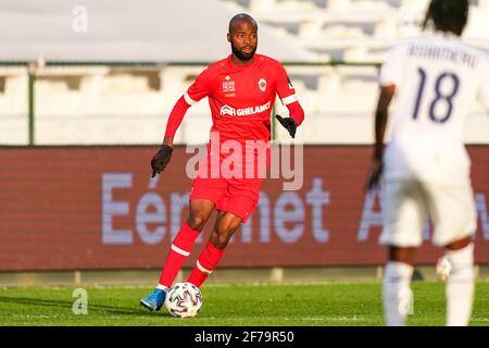 ANTWERPEN, BELGIUM - APRIL 5: Didier Lamkel Ze of Royal Antwerp during the Jupiler Pro League match between Royal Antwerp and RSC Anderlecht at Bosuil Stock Photo