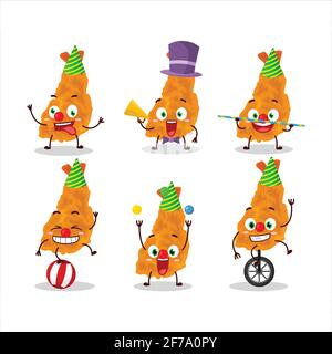 Cartoon character of fried shrimp with various circus shows. Vector illustration Stock Vector