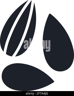 Almond icon. Black isolated silhouette of nuts. Fill solid icon. Modern design. Vector illustration. Healthy food and vitamins Stock Vector