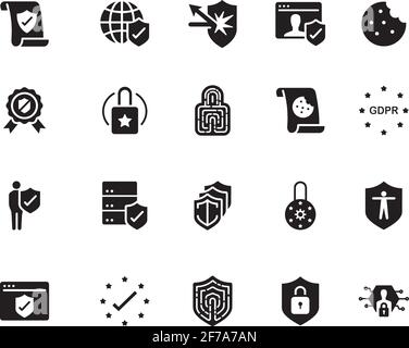 Privacy Policy icons set. A collection of Privacy Policy icons collection for iOS, Android and web projects. Stock Vector