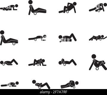 Foam Roller icons set. A collection of Foam Roller icons set for iOS, Android, and web projects. Foam Roller icons solid pack. Stock Vector