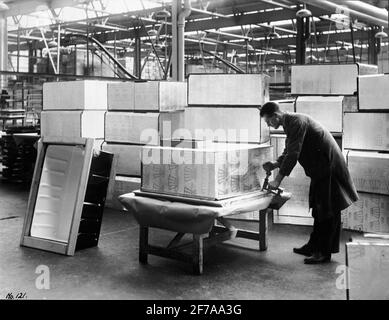 Manufacture of alfol insulation. Interior. Stock Photo