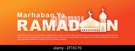 marhaban ya ramadan. greeting for ramadhan coming banner. simple clean vector illustration Stock Vector