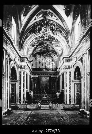 Skiopticon image from the Department of Photography at the Royal Institute of Technology. Motifus depicting interior of a church, probably in southern Italy. The picture is probably taken by John Hertzberg during a trip in Europe .. Stock Photo