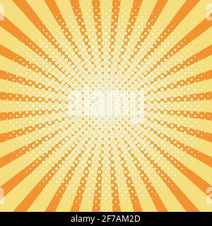 Sun rays background with halftone effect Stock Vector