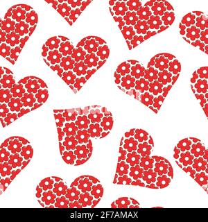 Floral patterned heart seamless background Stock Vector