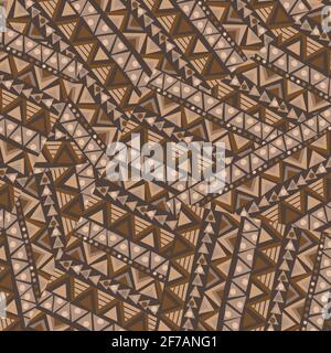 Patchwork with brown geometrical ethnic motifs Stock Vector
