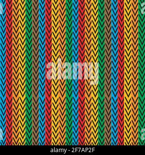 Multicolored vertical striped with zigzag elements Stock Vector