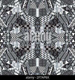 Black and white kaleidoscope patchwork background Stock Vector