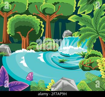 forest jungle scene Stock Vector