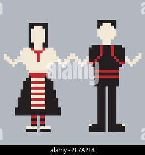 Dancers man and woman with the national costume Stock Vector