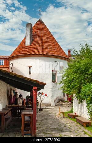 Red Tower in Parnu, Estonia Stock Photo