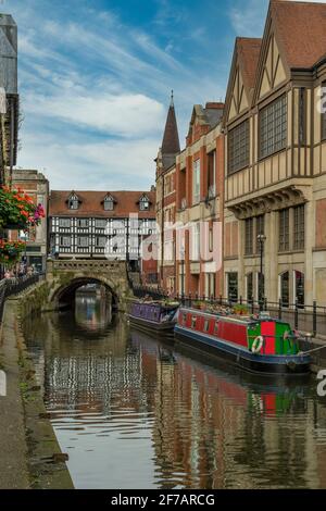 River Witham and High Bridge, Lincoln, Lincolnshire, England Stock Photo