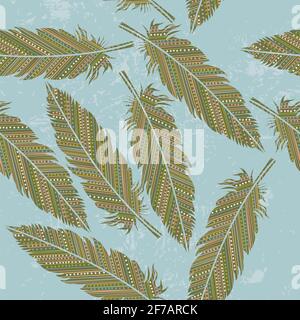 Vintage colorful feathers with dots and stripes Stock Vector