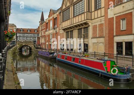 River Witham and High Bridge, Lincoln, Lincolnshire, England Stock Photo