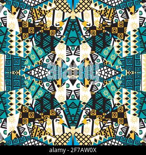 Patchwork mosaic with african ethnic motifs Stock Vector