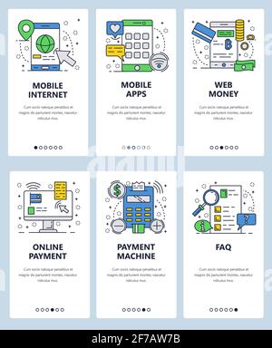 Payments onboarding mobile app page screen with linear concepts ...