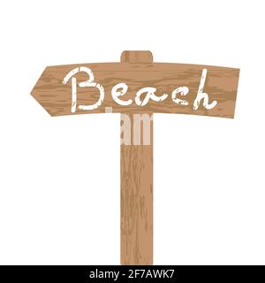 Wooden sign for Beach direction Stock Vector