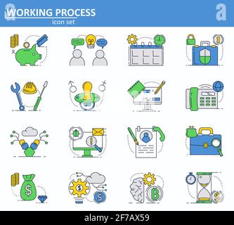 Vector set of business, money and bitcoin cryptocurrency icons in thin line style. Website UI and mobile web app icon. Outline design illustration. Stock Vector