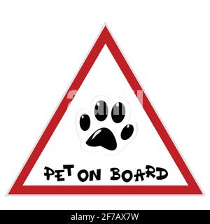 Pet on board sign with paw Stock Vector