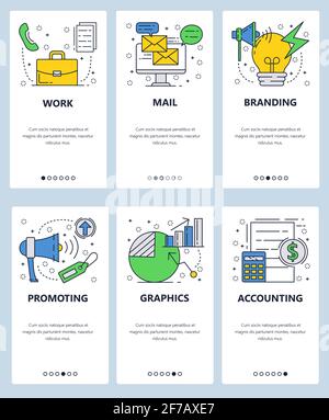 Branding onboarding mobile app page screen vector template. Brand book ...