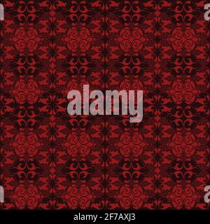 Red damask tapestry with floral patterns Stock Vector