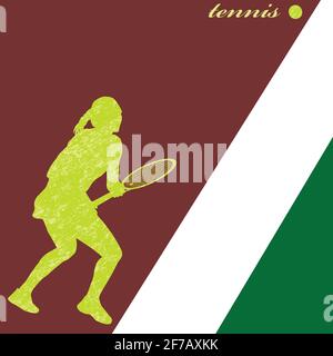 Silhouette of a tennis player poster Stock Vector