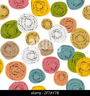 Colorful seamless background with doodle circles and dots Stock Vector