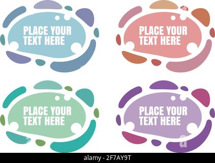 Abstract modern geometric graphic element banners in four colored forms with flowing liquid shapes. Can be use as template for flyer or presentation. Stock Vector