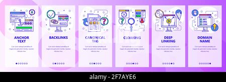 Web site onboarding screens. Digital marketing and website promotion. Menu vector banner template for website and mobile app development. Modern Stock Vector