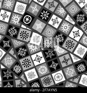 Abstract black and white african motifs background Stock Vector