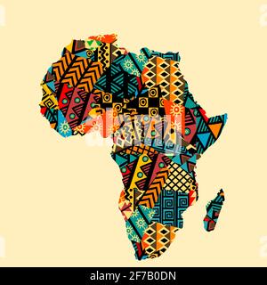 Africa map with ethnic motifs pattern Stock Vector