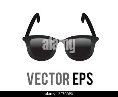 The isolated vector black sunglasses icon, representing cool or leisurely in sunny place Stock Vector