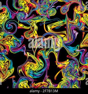 Chaotic colorful wavy lines twisted into spirals seamless Stock Vector