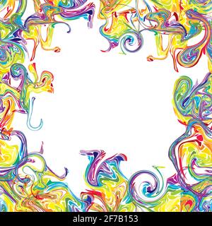 Chaotic colorful wavy lines twisted into spirals frame Stock Vector