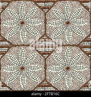 Floral ceramic mosaic seamless background Stock Vector
