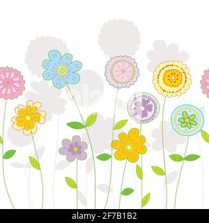 Delicate flowers in pastel tones seamless background Stock Vector