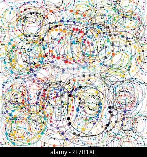 Chaotic colorful seamless background with circles and dots Stock Vector