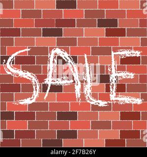 Sale banner, text on brick wall Stock Vector