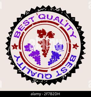 Best quality wine rubber stamp with bunch of grapes Stock Vector