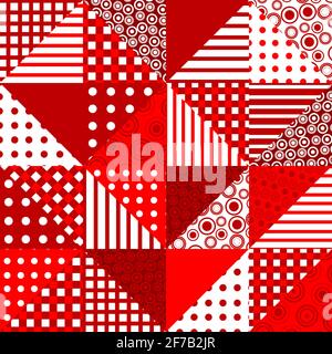 Red patchwork geometrical pattern Stock Vector