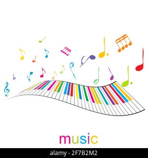 Music poster with piano keys and music notes Stock Vector