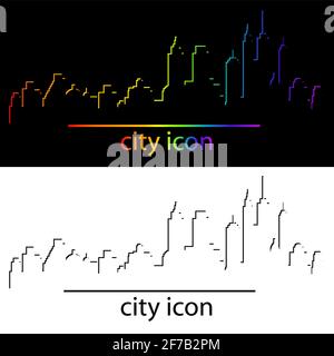 Set of modern city skyline icon Stock Vector